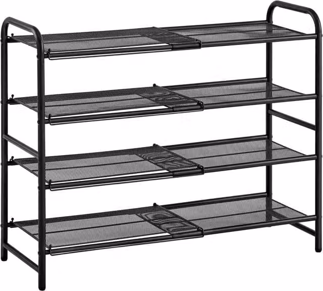 Yaheetech Expandable Metal Shoe Storage Rack in Black