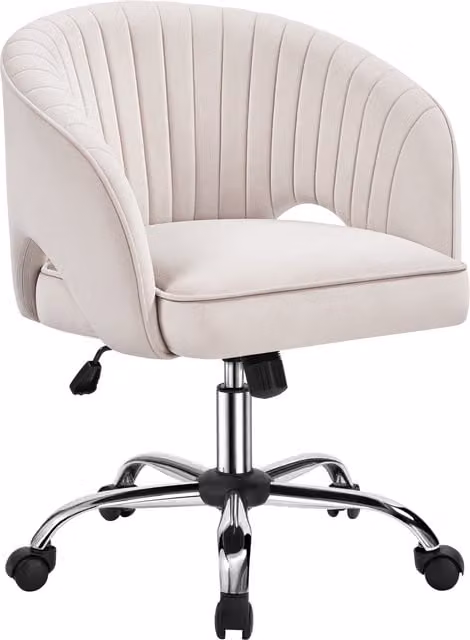 Yaheetech Modern Tufted Barrel Back Task Chair in Beige Velvet