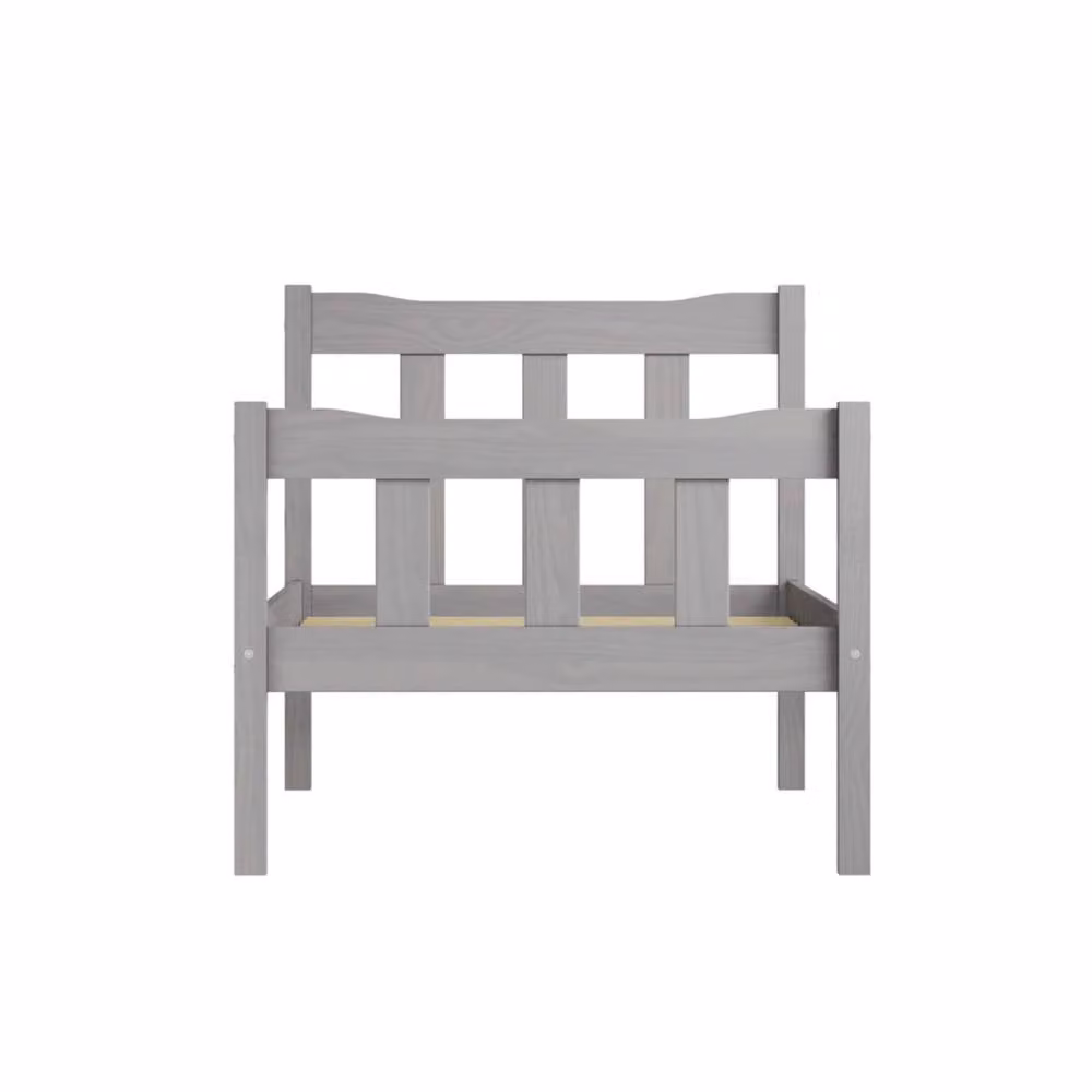 Wyld Haus Grey Washed Solid Pine 3ft Single Bed with Panelled Headboard and Footboard W/D/H: 90 x 190 x 91.44 cm – 2