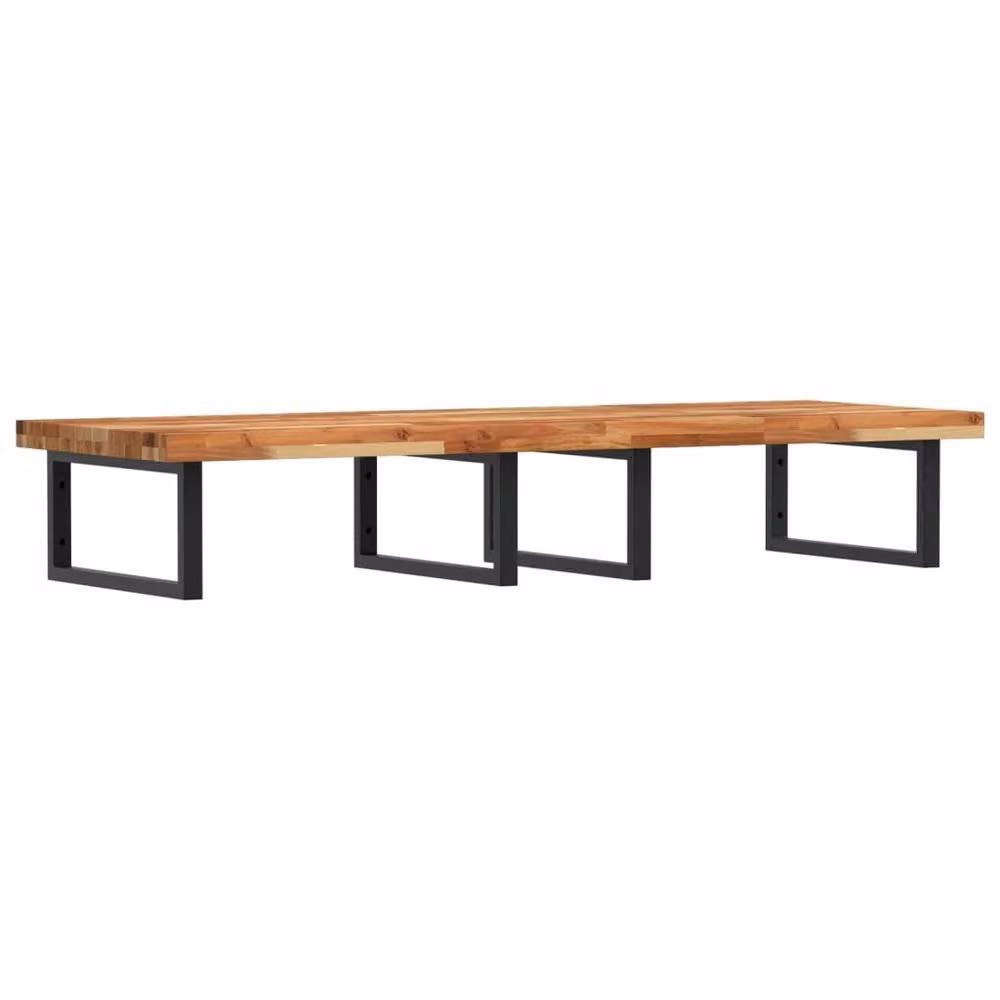 Berkfield Home Elegant Wall Mounted Basin Shelf in Brown Acacia Wood and Black Steel