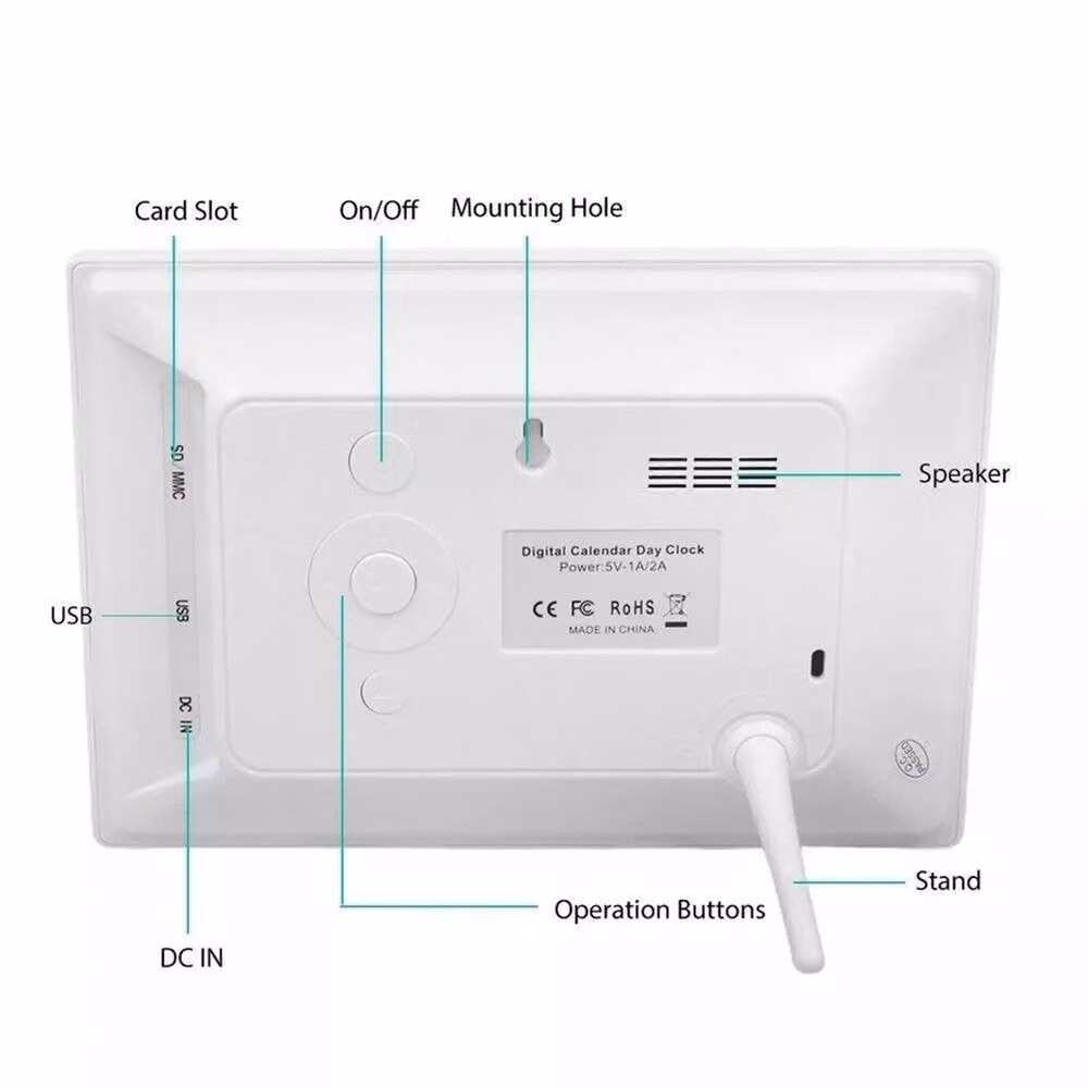 EONLION White 7 inch Digital Alarm Clock with LCD Calendar – 3