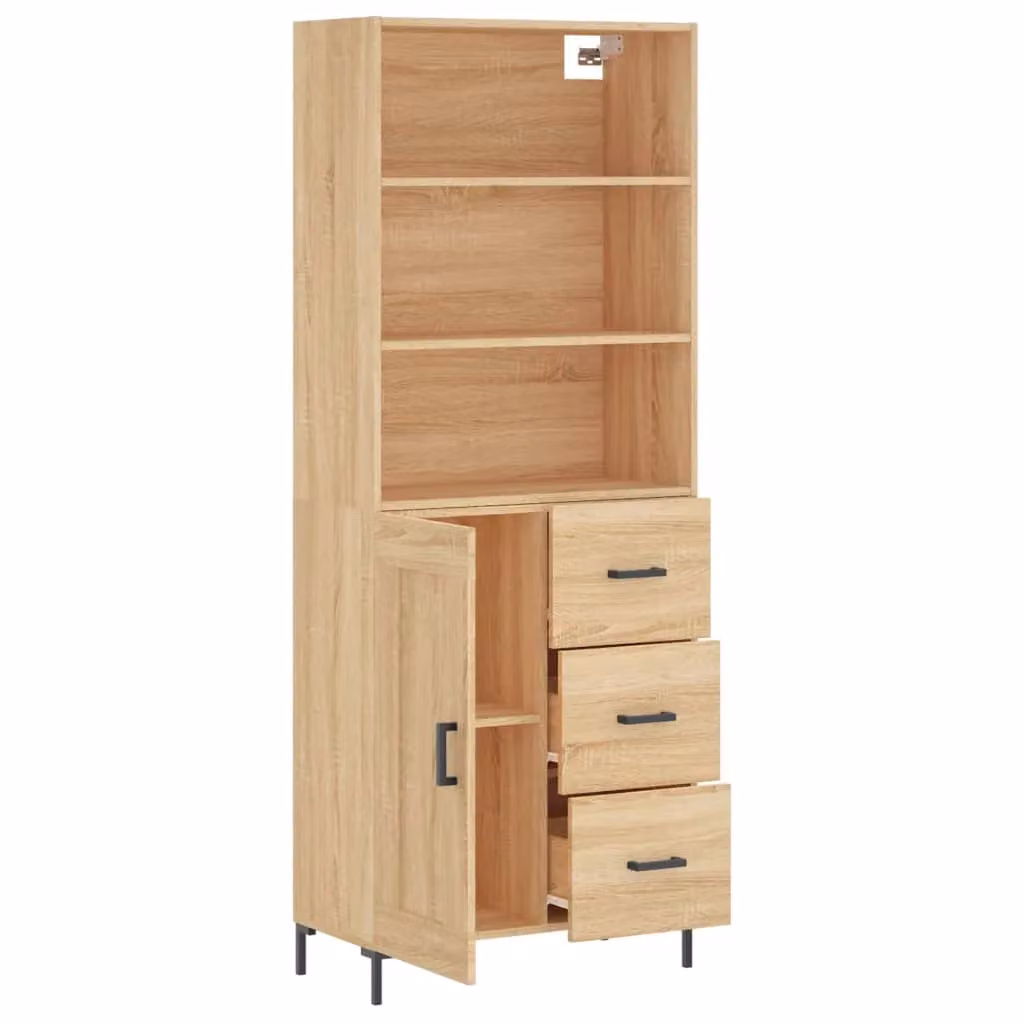 Berkfield Home Sonoma Oak Highboard in Brown, W: 69.5 cm, D: 34 cm, H: 180 cm – 2