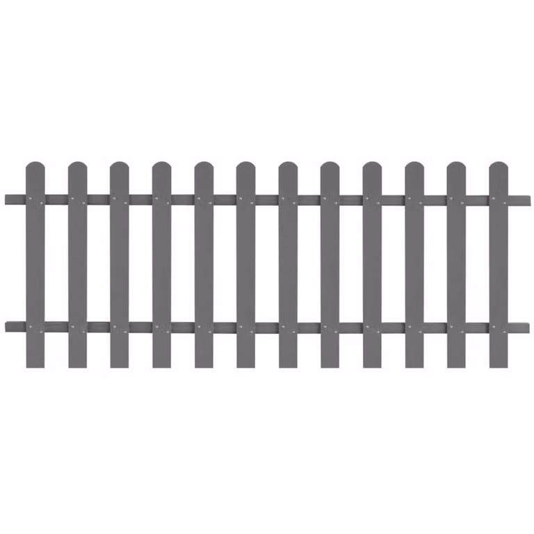 Berkfield Home Grey WPC Palisade Picket Fence, W: 200 cm, H: 80 cm