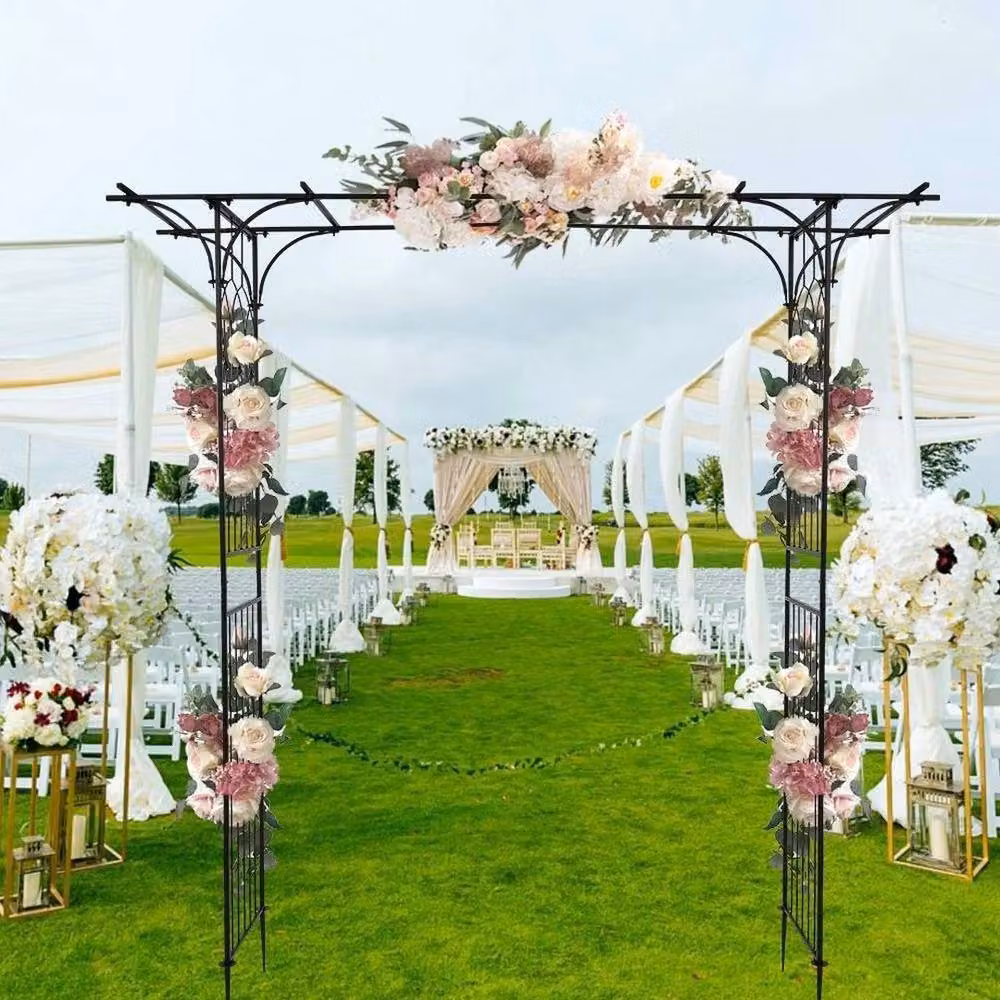 EONLION Heavy Duty Metal Garden Arch in Black, 100 cm – 2