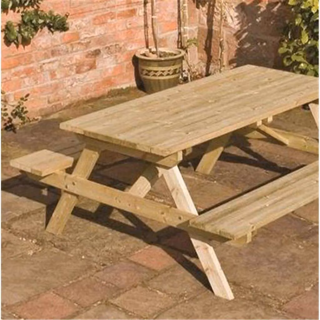 Cheshire Small Deluxe Rustic Picnic Garden Table in Light Oak – 2