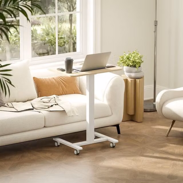 Vinsetto Height Adjustable Standing Computer Desk with Castors, Brown