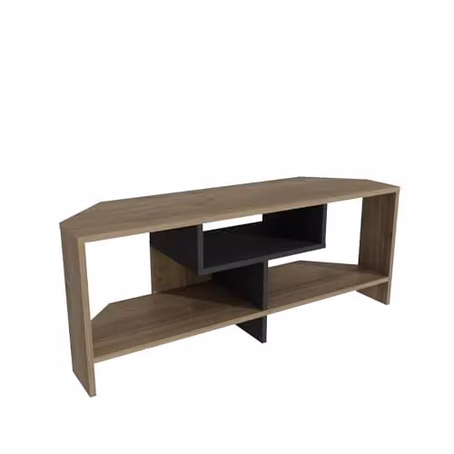 Decorotika Maldives Open Shelving Corner TV Stand for TVs up to 47 inches, Brown and Black – 1