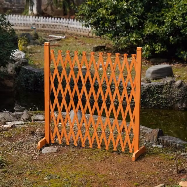 Actiasgear Brown Expanding Wooden Trellis Freestanding Fence Paravent, Height: 180 cm