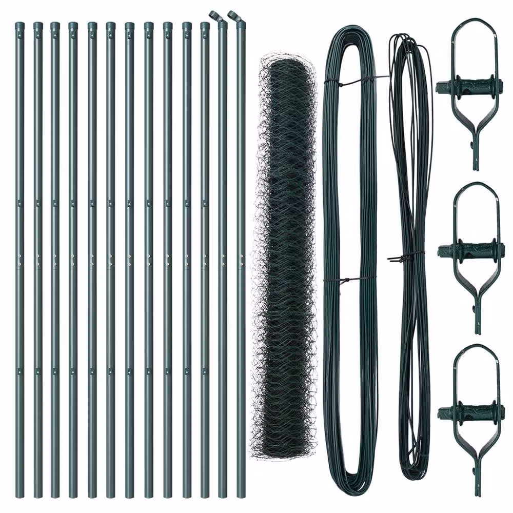 Berkfield Home Set of 2 Forest Green Powder-Coated Steel Round Fencing Panels, W: 1 m, H: 25 cm – 2