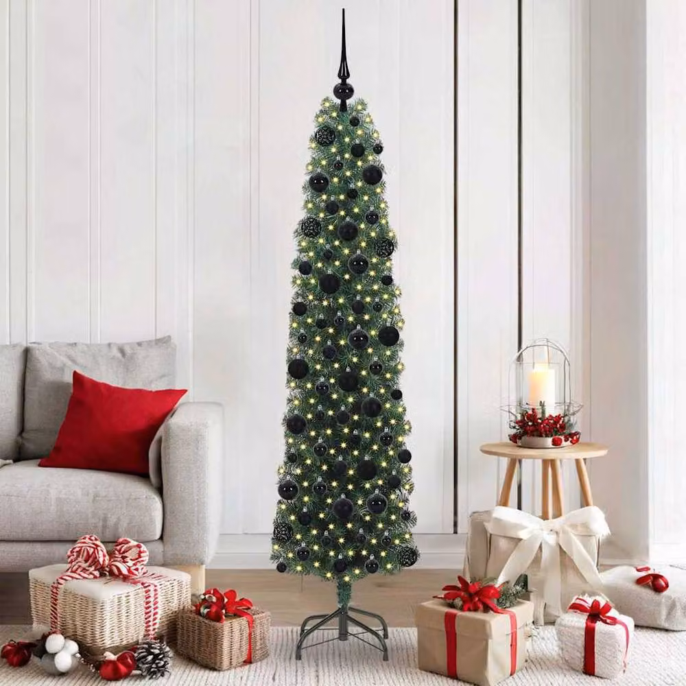 Berkfield Home Artificial Christmas Tree with 300 LEDs and Stand, Green, H 180 cm x W 48 cm x D 48 cm – 2