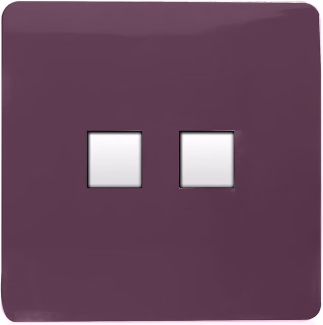 Trendi Switch 2 Gang RJ45 Cat 6 Ethernet and Telephone Secondary Sockets in Plum Purple – 1
