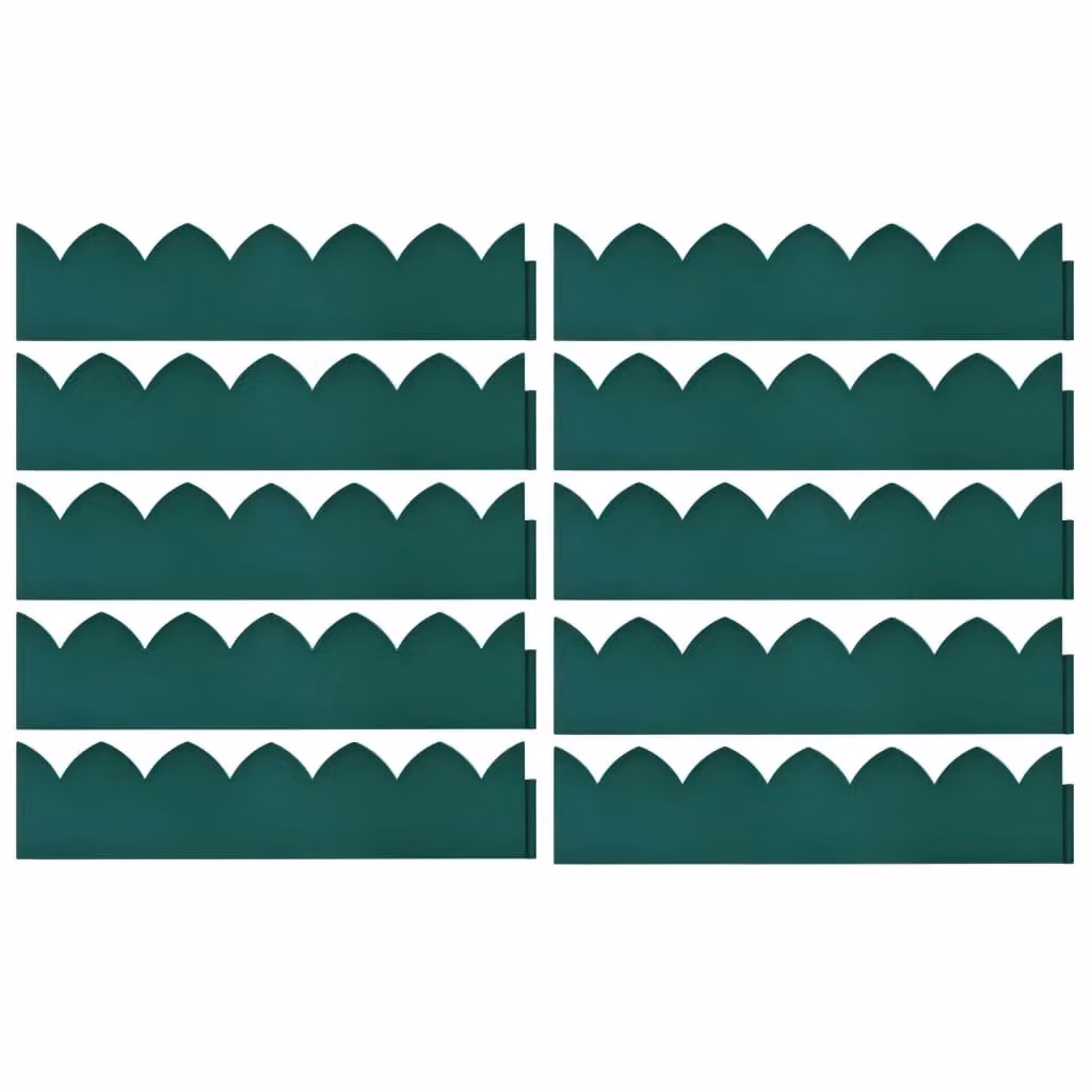 Berkfield Home Green Plastic Lawn Edgings, 10 Pieces, W: 65 cm, H: 15 cm – 2