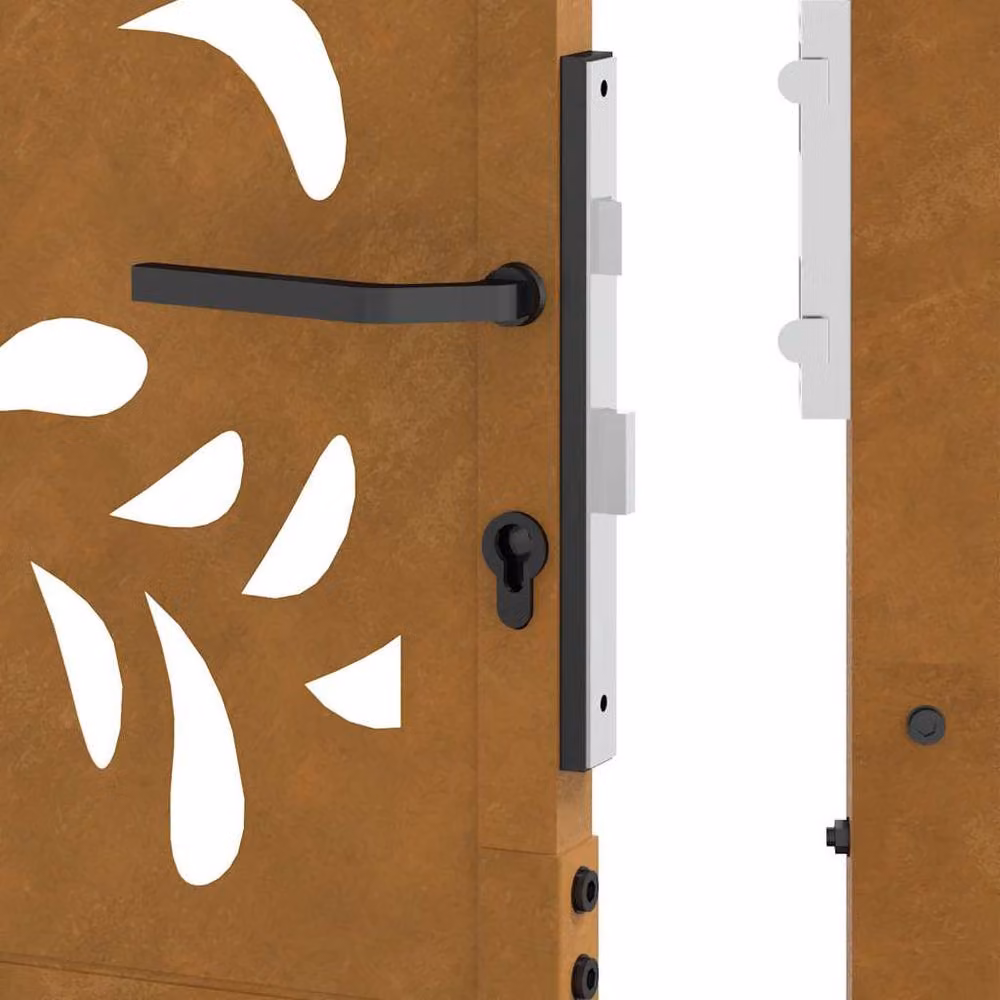 Berkfield Home Beautiful Garden Gate in Brown Weathering Steel with Wave Design, W: 105 cm, H: 180 cm – 4
