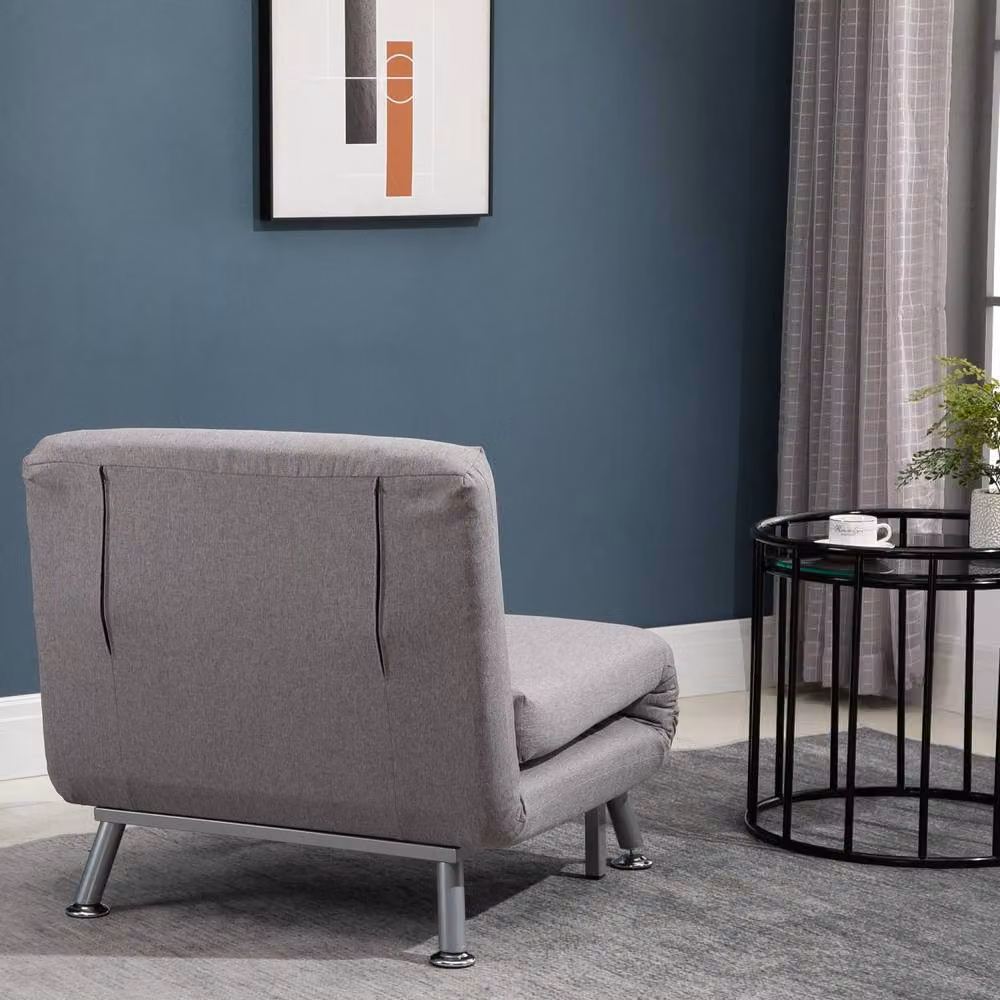 Wyld Haus Kano Grey Adjustable Fabric Futon Sofa Chair with Metal Frame – 7