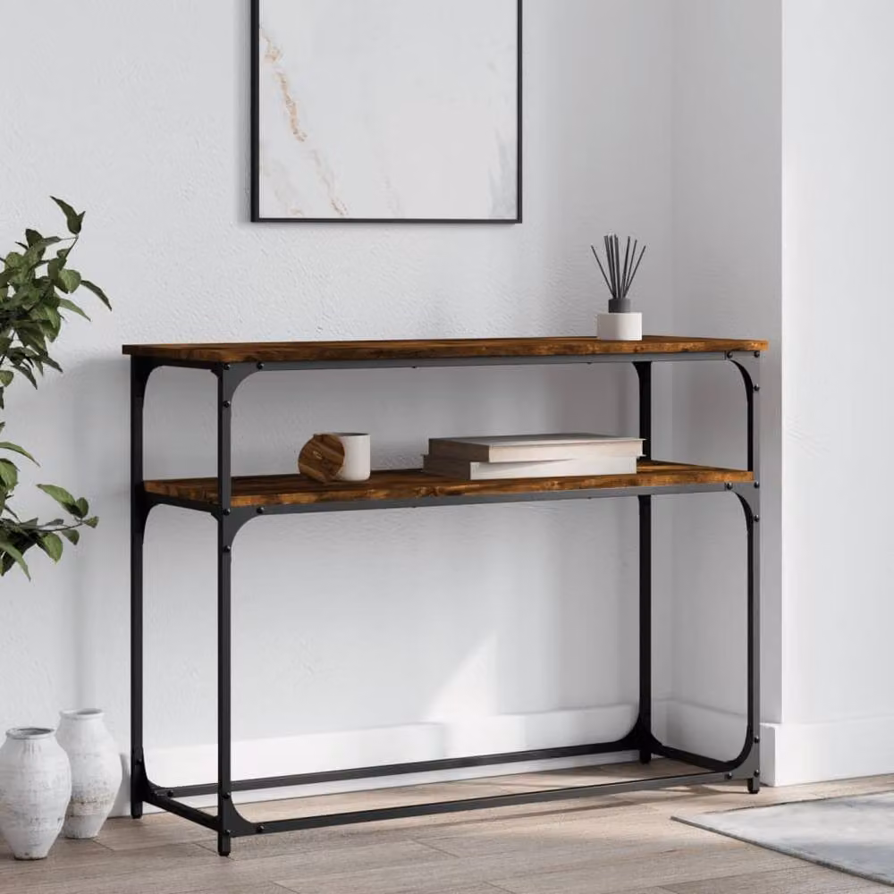 Berkfield Home Smoked Oak Console Table, Brown, W/D/H: 100 x 35.5 x 75 cm – 2