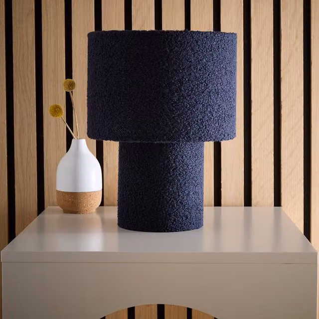 K LIVING Osaka Teddy Velvet Table Lamp in Navy