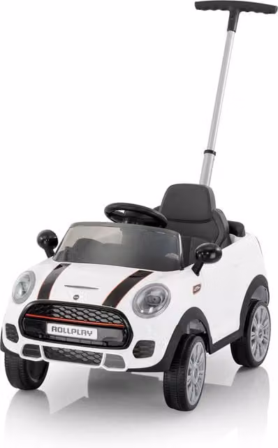Rollplay Mini Cooper Ride On Push Car with Parental Handle in White