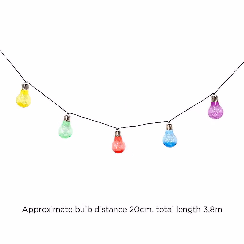 Voltico 10 Solar LED Festoon Light Bulbs in Warm White and Multicolour with Dusk Sensor and Vintage Glass Drop Design – 2