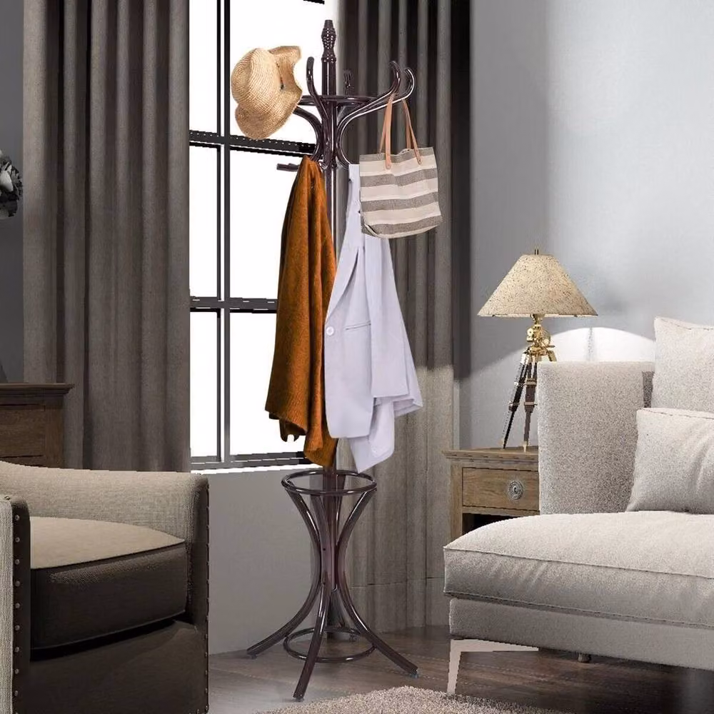 KORVIXA Free Standing Post Tree Coat Rack in Brown – 4