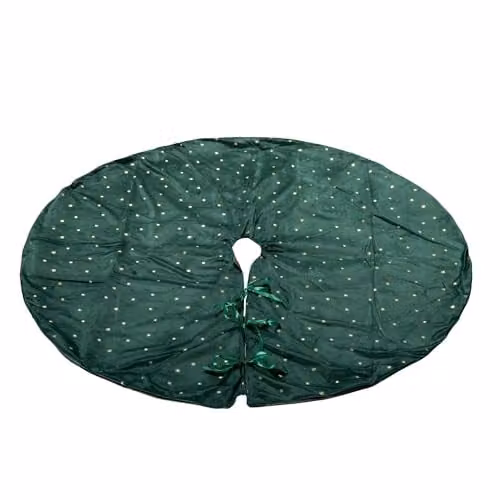 Samuel Alexander Dark Green Velour Christmas Tree Skirt with Gold Star Print, Diameter: 120 cm – 2