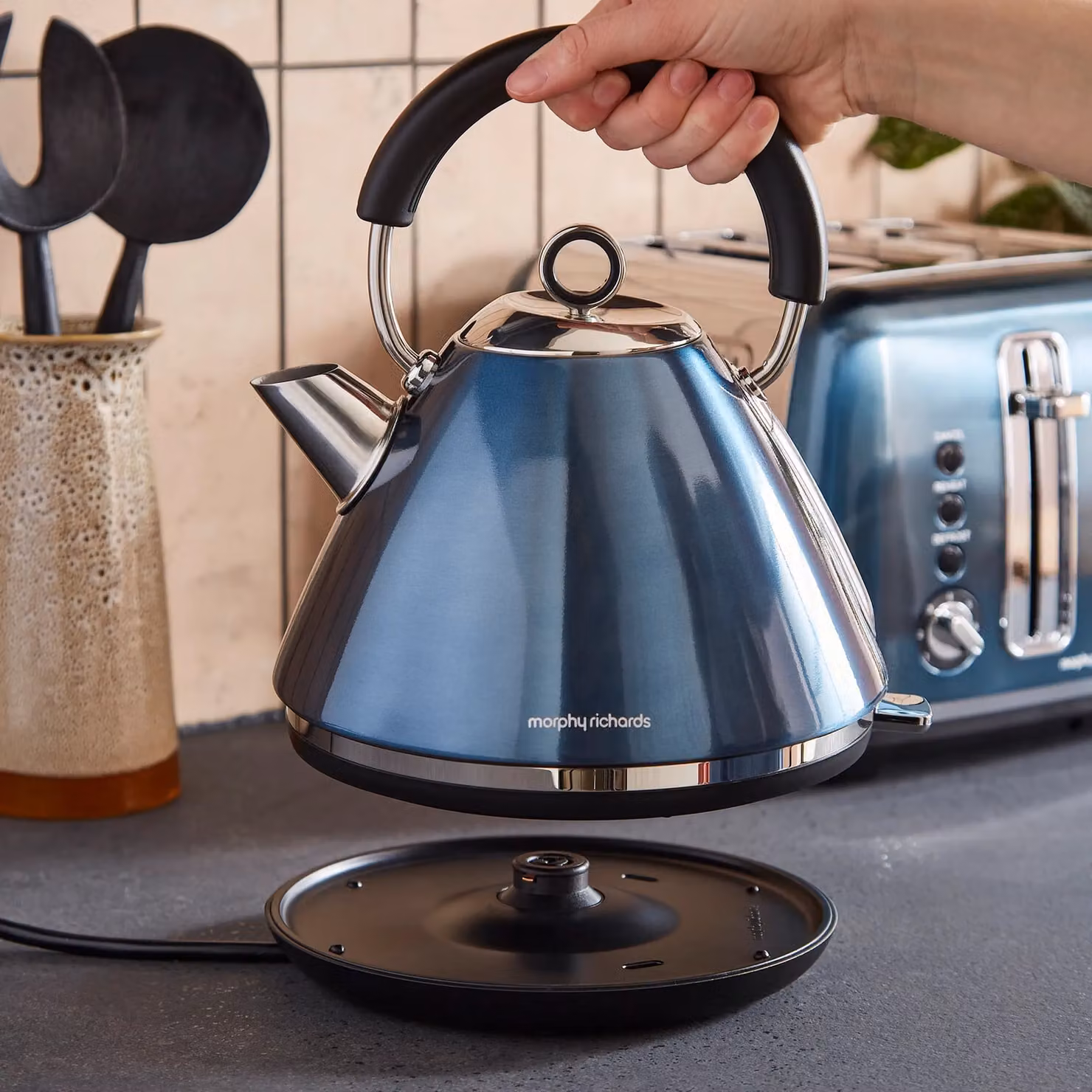 Morphy Richards Accents Metallic Kettle and Toaster Bundle in Blue – 4