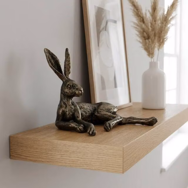 Garden Greatness Bronzed Lounging Hare Metal Ornament in Bronze