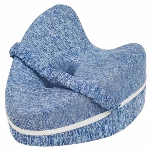 Gr8 Home Blue Heart Shaped Memory Foam Leg and Knee Support Pillow with Removable Cover – 6