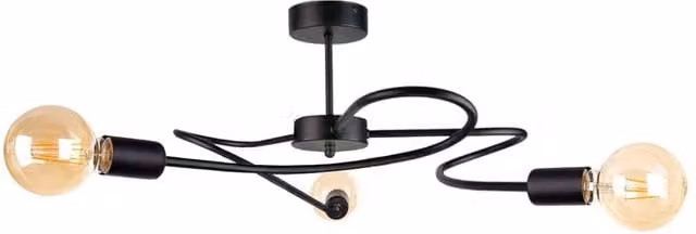 Netlighting Fiore Multi Arm Semi Flush Ceiling Light, Black, Diameter: 60 cm, 3x E27