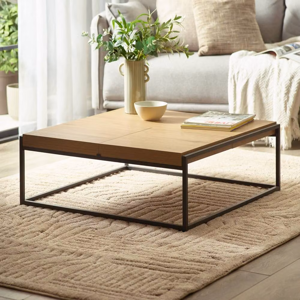 Cheshire Kenmore Square Tray Coffee Table in Brown Light Oak Effect, W/D/H: 83 x 83 x 83 cm – 3
