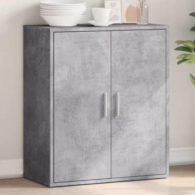 Berkfield Home Modern Sideboard in Concrete Grey, W/D/H: 79 x 38 x 80 cm