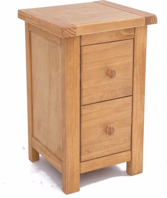 Cabinet Bits Lugo 2 Drawer Petite Bedside Table in Brown Antique Waxed Pine