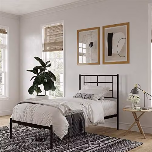 DHP Furniture Jensen Modern Metal Bed in Black, Single, W/D/H: 90 x 200 cm – 4