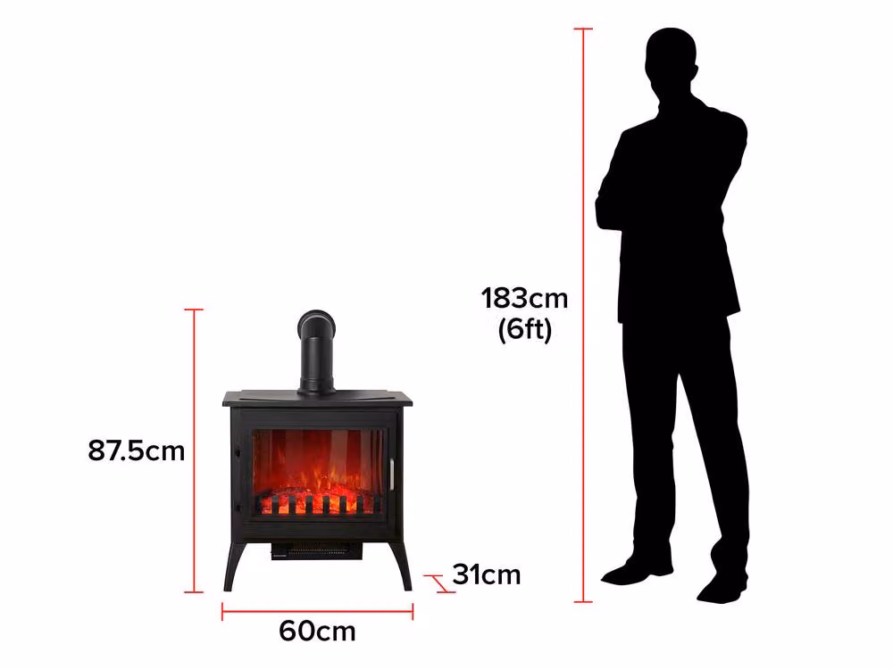 Sureflame Marlow 3-Sided Electric Floor Stove in Black – 6