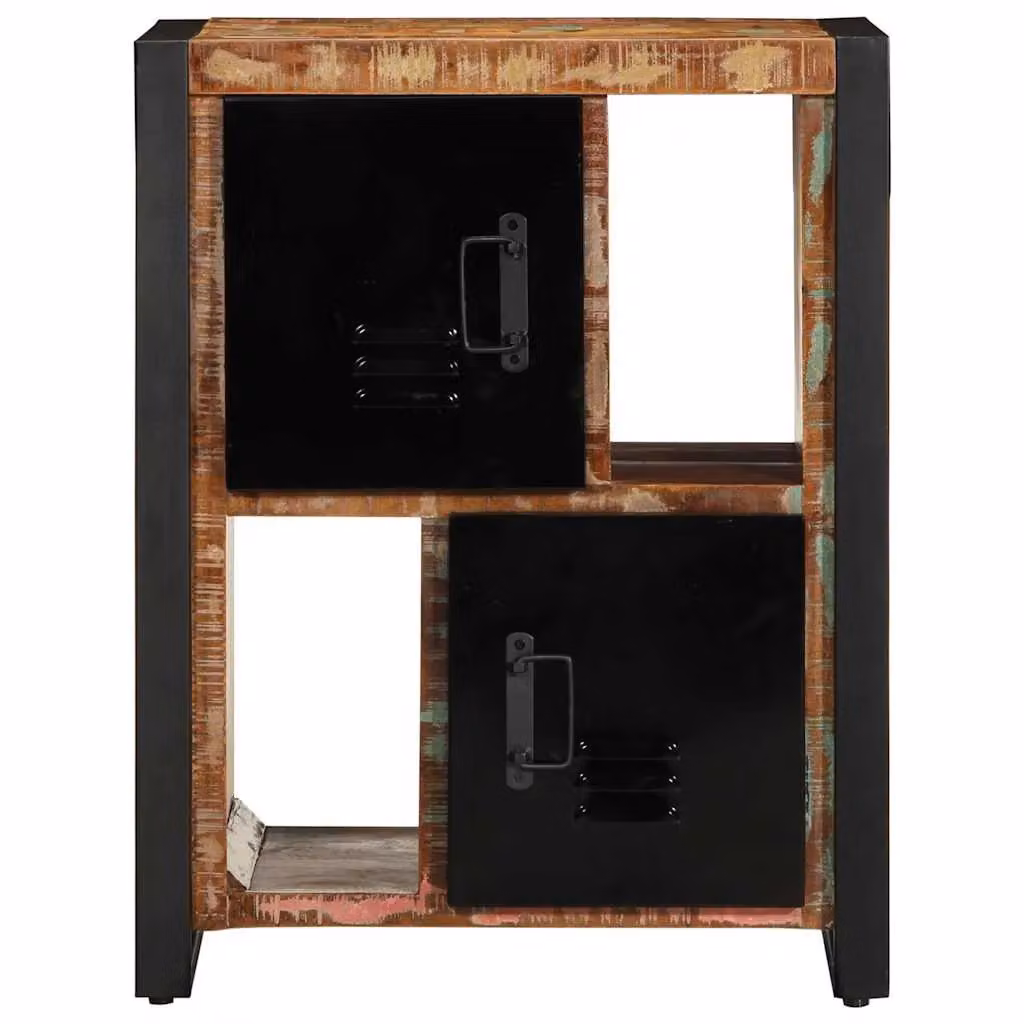Berkfield Home Multicolour Reclaimed Solid Wood Sideboard in Black, W/D/H: 55 x 35 x 70 cm – 2
