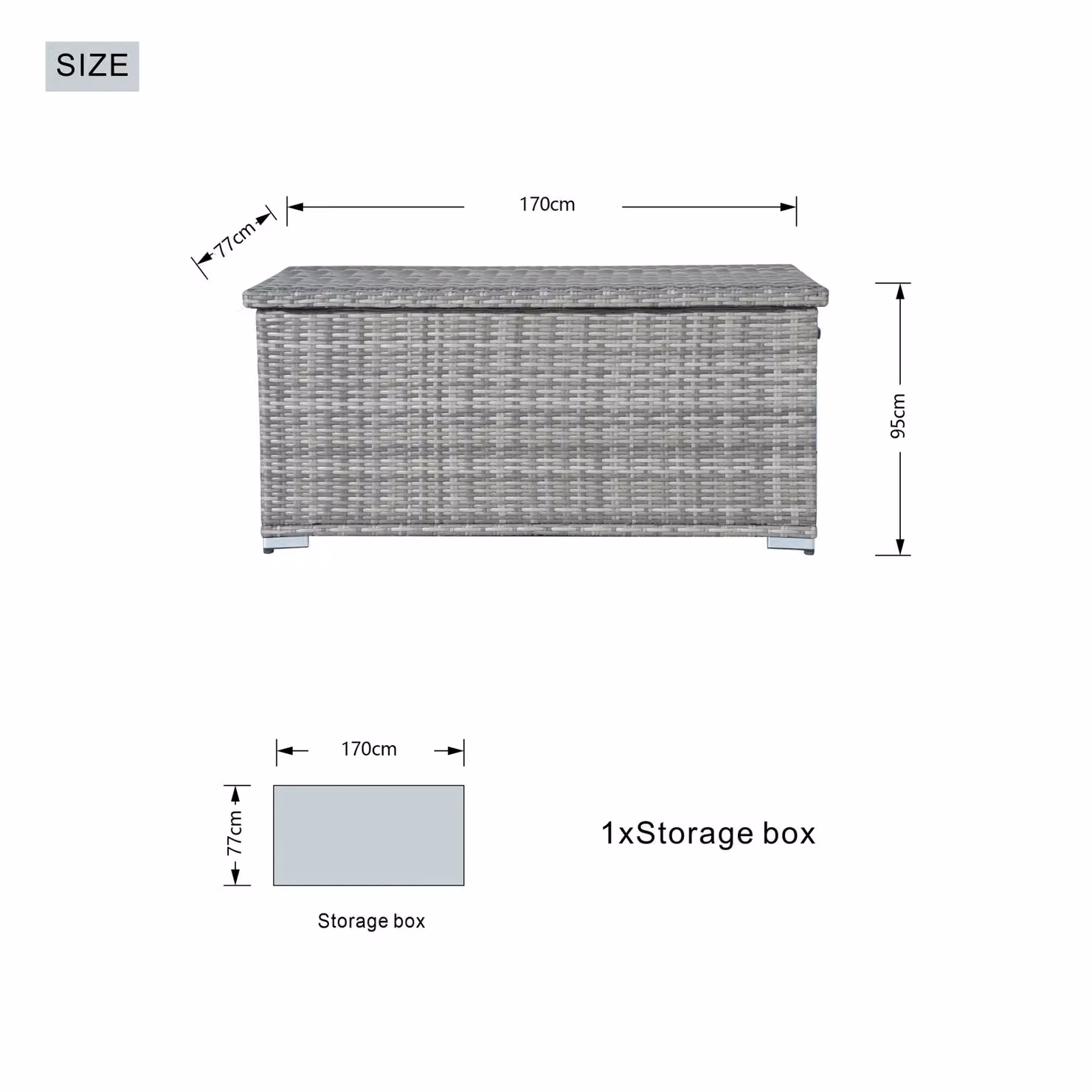 Direct Wicker 980L Large Grey Rattan and Aluminium Outdoor Deck Storage Box – 2