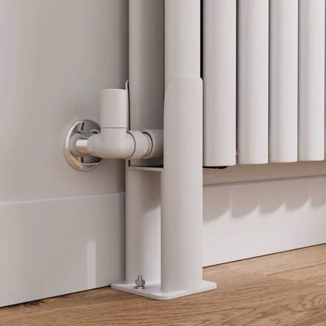 Temprazo White Floor Standing Legs for Horizontal Oval Radiator - Double Bar