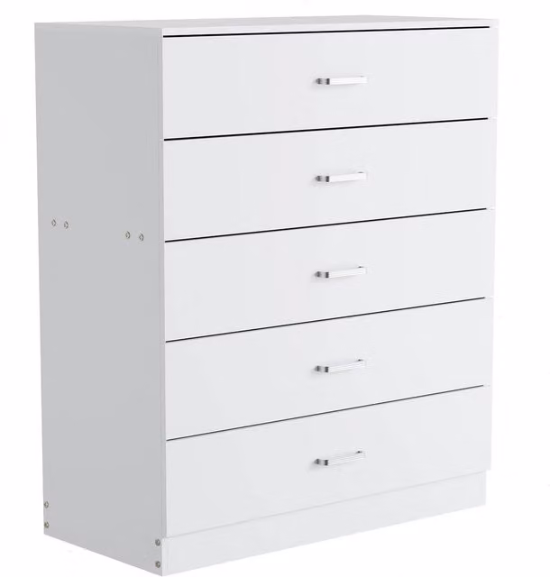 FORGEVIO Modern 5 Drawer Chest of Drawers and Dressing Table in White – 1