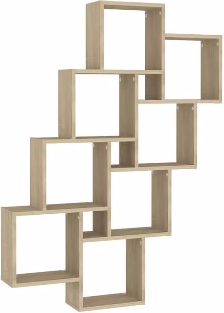 Berkfield Home Wall Cube Shelf in Sonoma Oak Brown, W/D/H: 90 x 15 x 119 cm