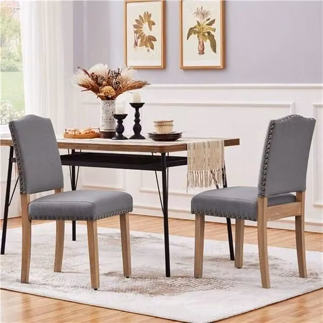 KORVIXA Modern Upholstered Fabric Kitchen and Dining Chairs in Grey and Bronze – 1