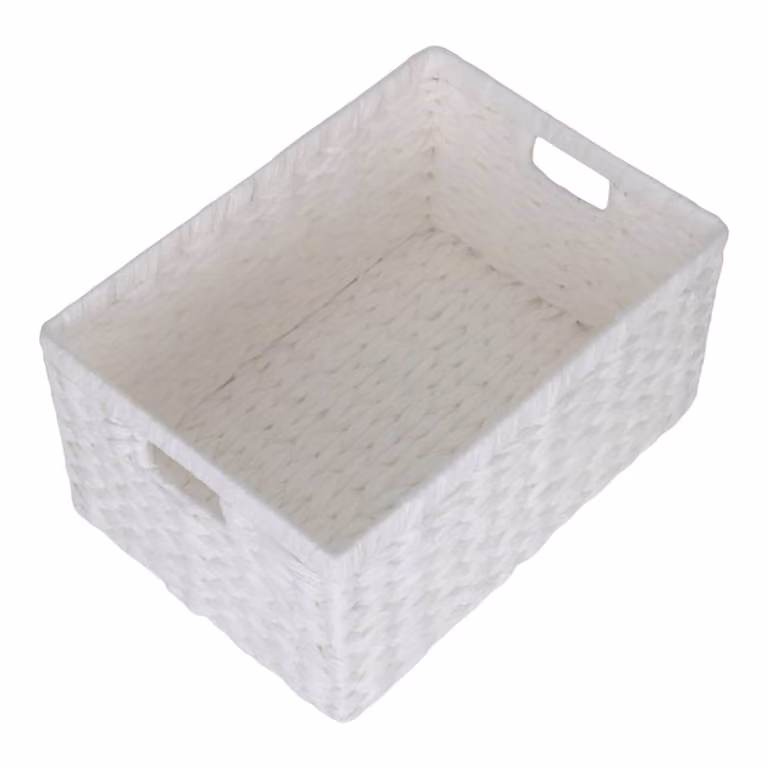 Red Hamper Rectangular Storage Basket in Red and White, W/D/H: 45.0 x 23.0 x 47.0 cm