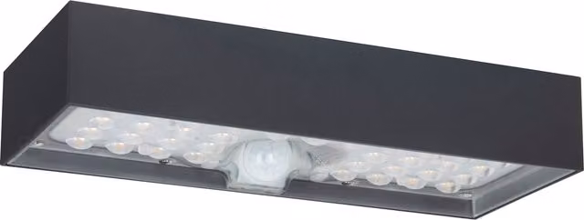 Luceco Solar Powered LED Outdoor Wall Light with PIR Motion and Dusk Sensors, 900lm, 6W, 3000K Warm White, Grey, IP65 – 6