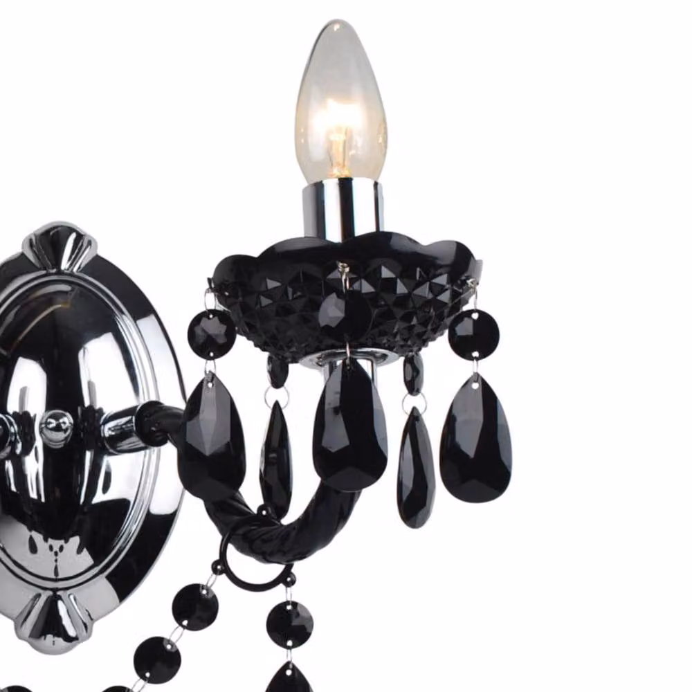 First Choice Lighting Marie Therese Style Wall Light Set of 2, Black and Chrome – 4