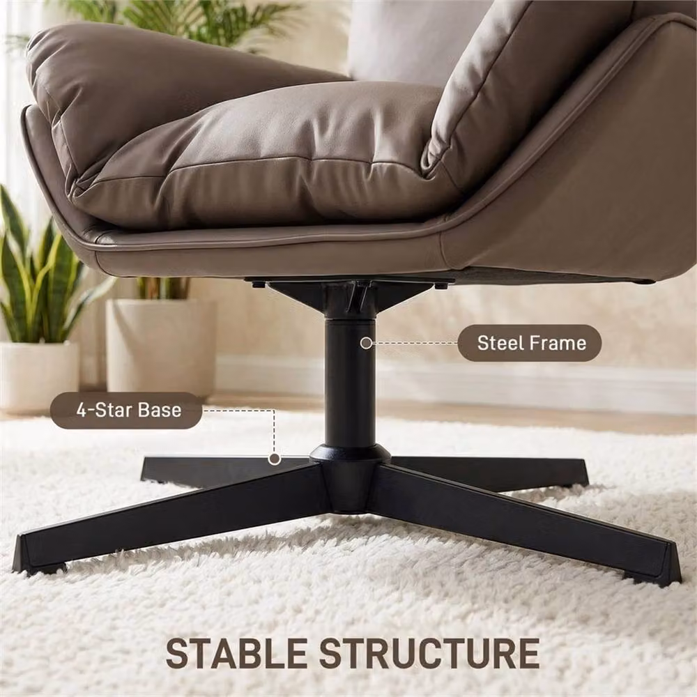 KORVIXA Modern 360 Degree Swivel Accent Chair with Armrests in Dark Brown – 3