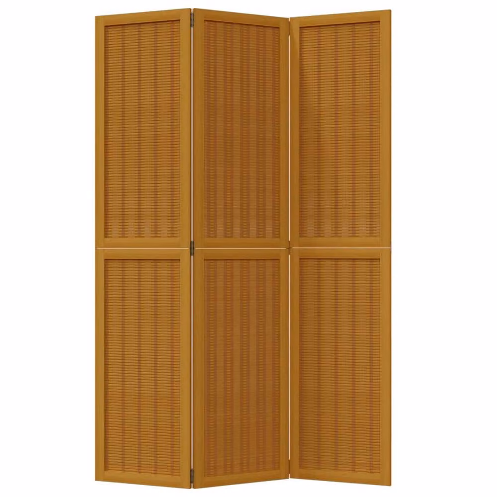 Berkfield Home 3-Panel Room Divider in Brown Solid Paulownia Wood – 2