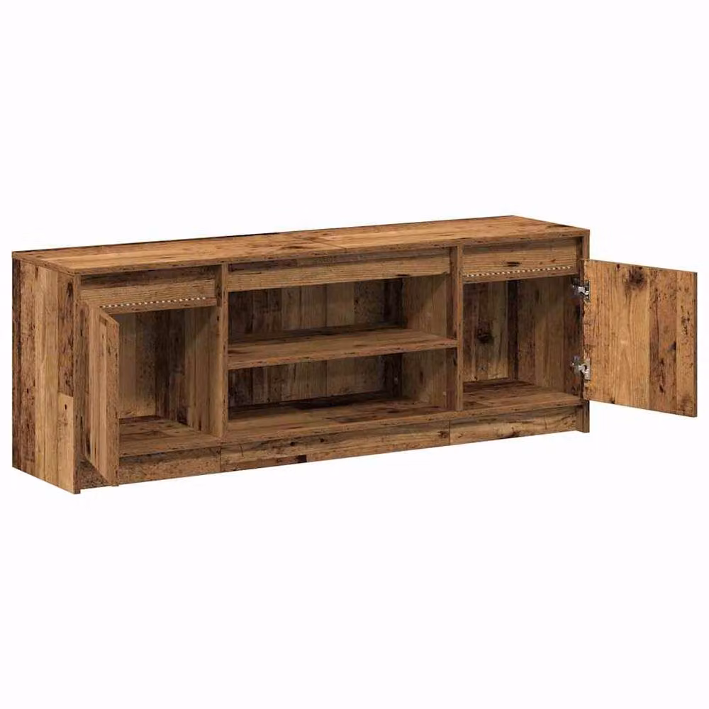 Berkfield Home Rustic TV Cabinet with LED Lighting and Sliding Doors in Brown, W: 139.5 cm, D: 50 cm, H: 50 cm – 5