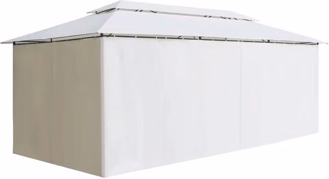 Berkfield Home Gazebo with Curtains in White, W/D/H: 600 x 298 x 270 cm