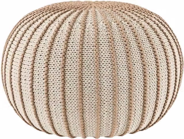 Zuri House Ziggy Knitted Pouffe in Beige – 1