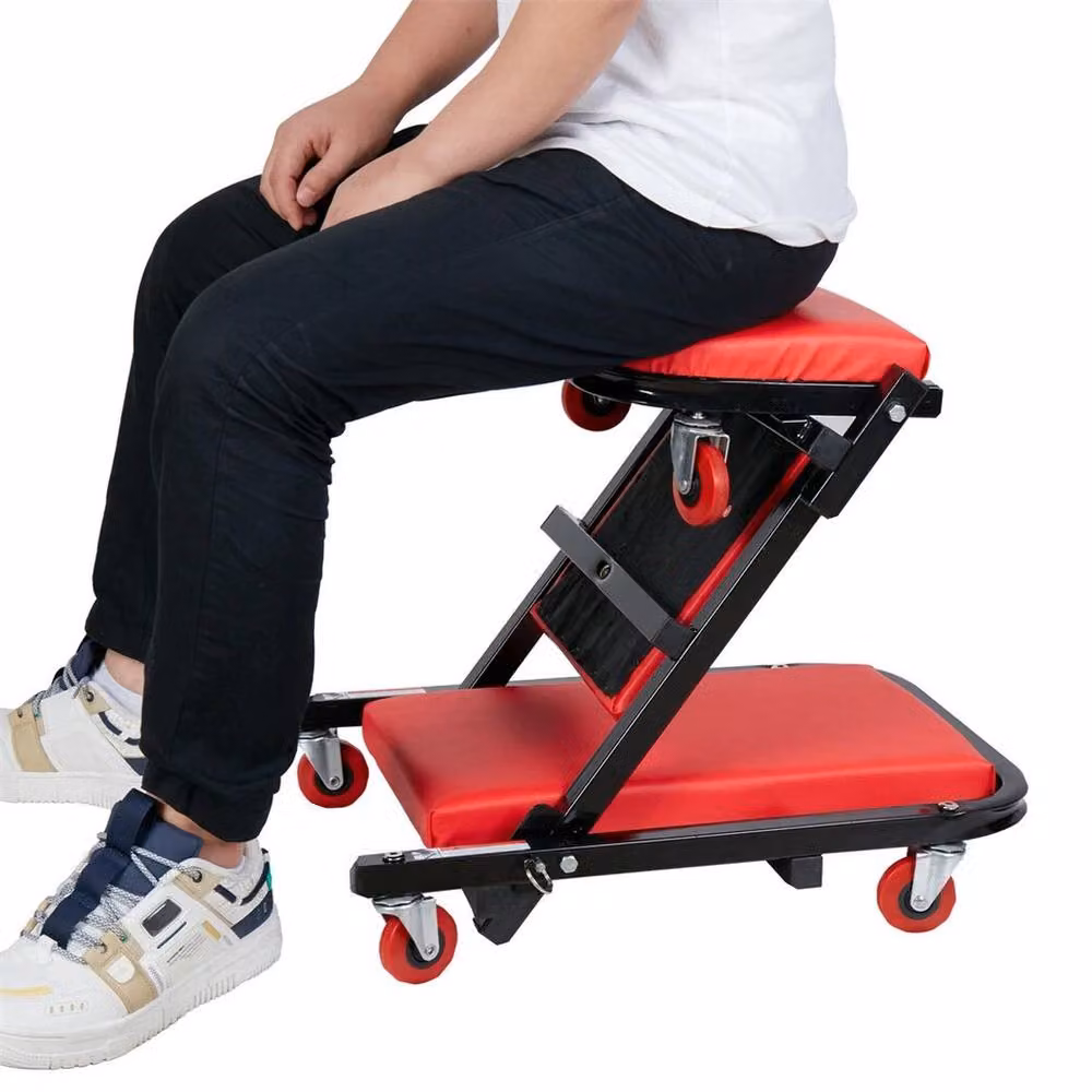 Kelvenix Heavy Duty Folding Mechanics Garage Car Creeper Seat in Red – 4