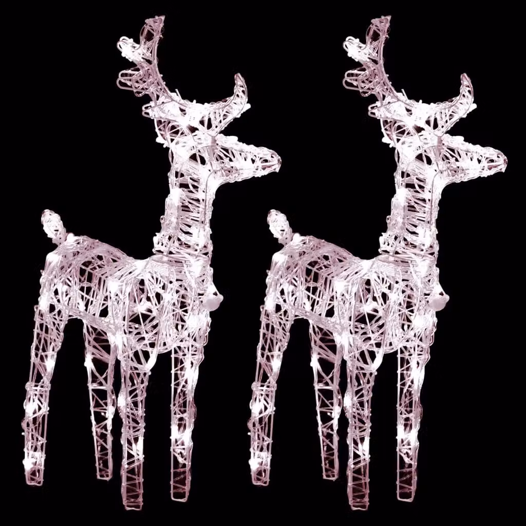 Berkfield Home Christmas Reindeers Set of 2, Warm White 80 LEDs, Acrylic Tabletop Decoration – 2