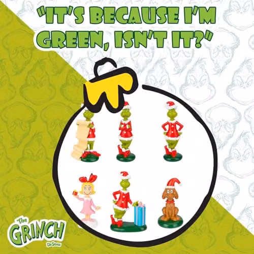 VFM e-Store Grinch Christmas Tree Hanging 3D Animal Decorations, Multicolour, 6 Pack, H: 8 cm x W: 3 cm – 4